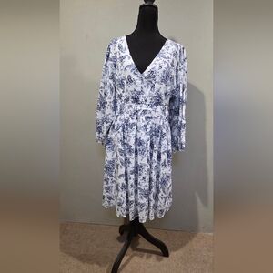 Lucky Brand White Dress with Blue Paisley Print